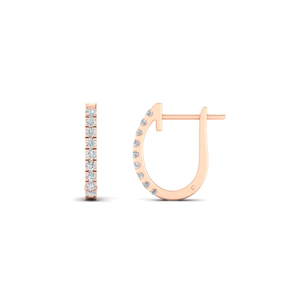 Round Diamond Huggie Hoop Earrings