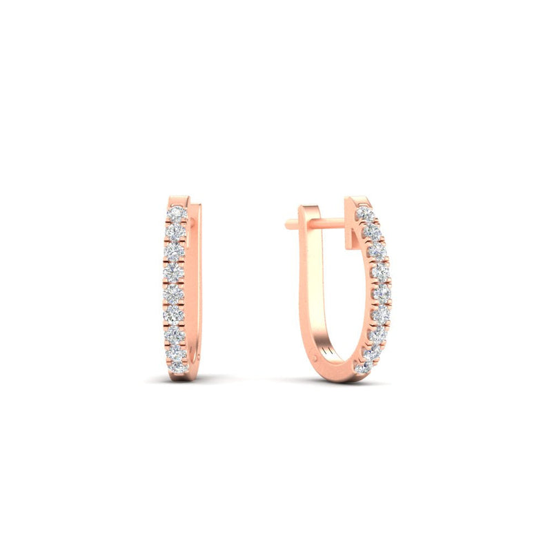Round Diamond Huggie Hoop Earrings