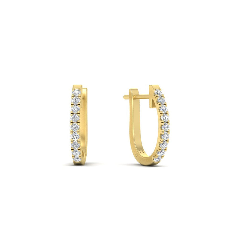 Round Diamond Huggie Hoop Earrings