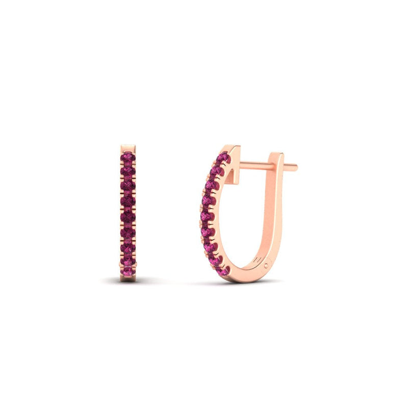Round Diamond Huggie Hoop Earrings