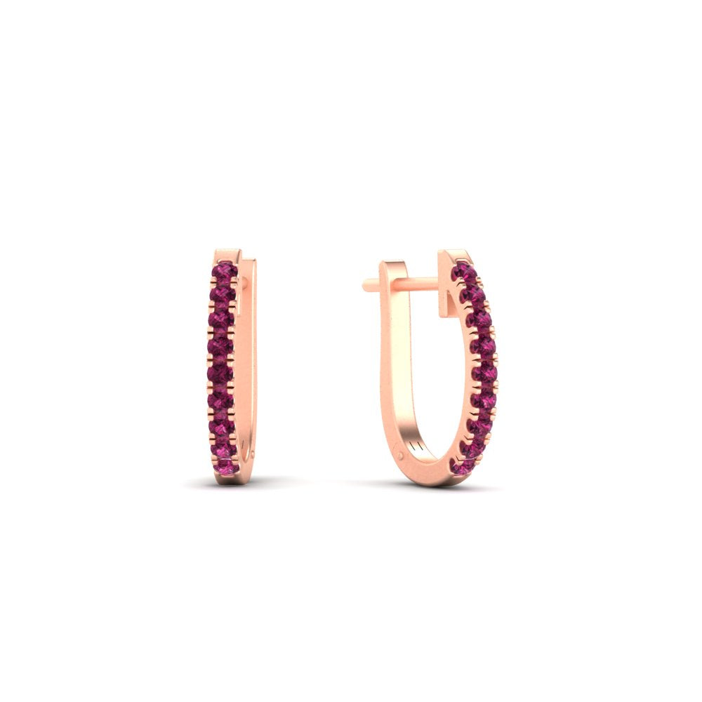 Round Diamond Huggie Hoop Earrings