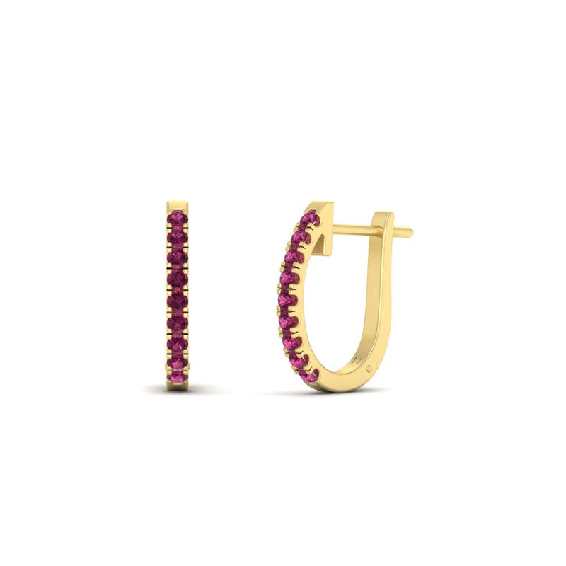 Round Diamond Huggie Hoop Earrings