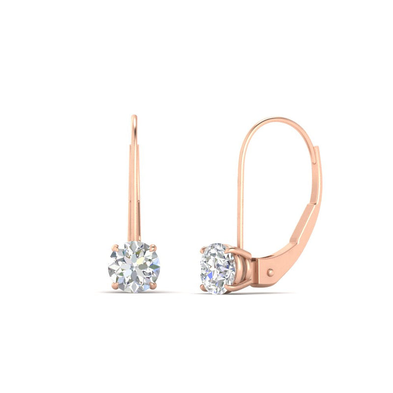 1 Carat Round Diamond Leverback Earrings