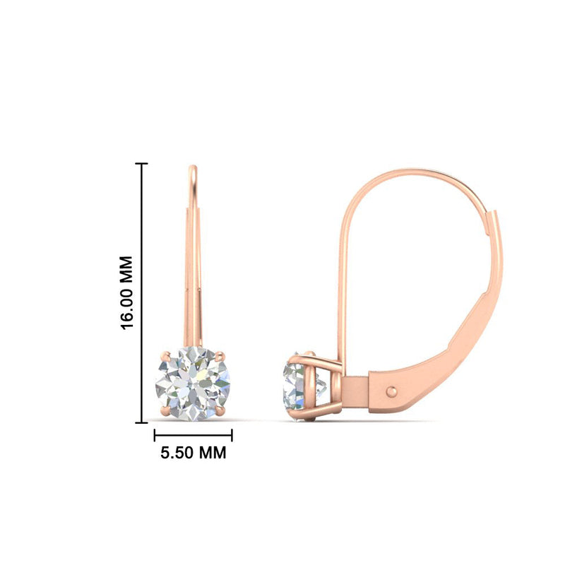 1 Carat Round Diamond Leverback Earrings