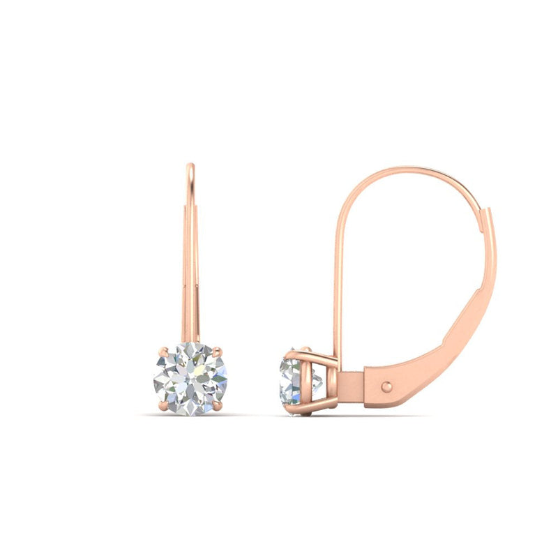 1 Carat Round Diamond Leverback Earrings