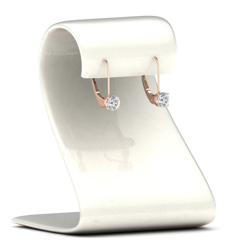 1 Carat Round Diamond Leverback Earrings