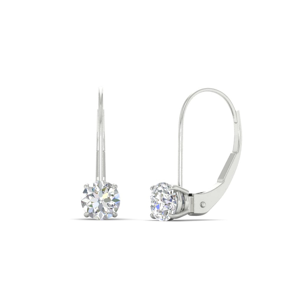 1 Carat Round Diamond Leverback Earrings