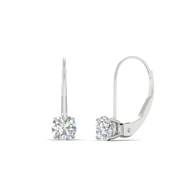 1 Carat Round Diamond Leverback Earrings