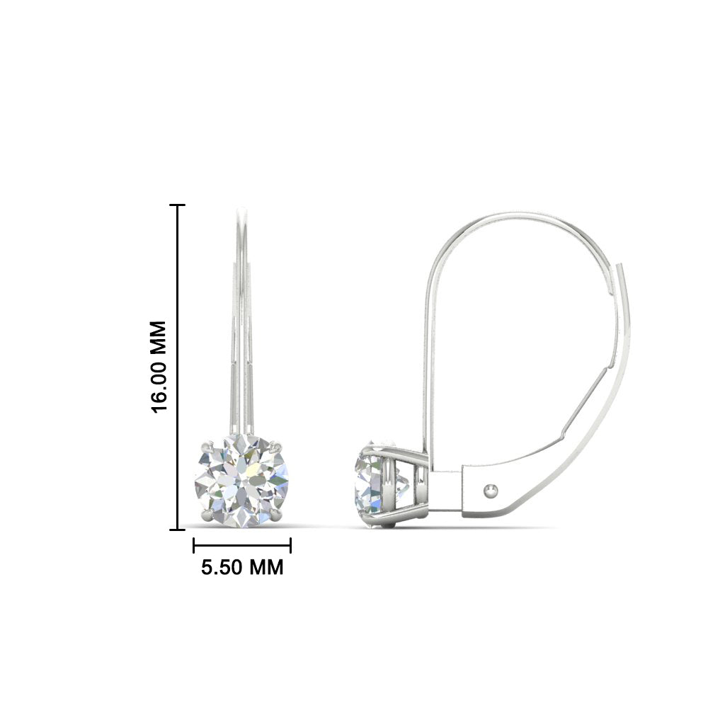 1 Carat Round Diamond Leverback Earrings