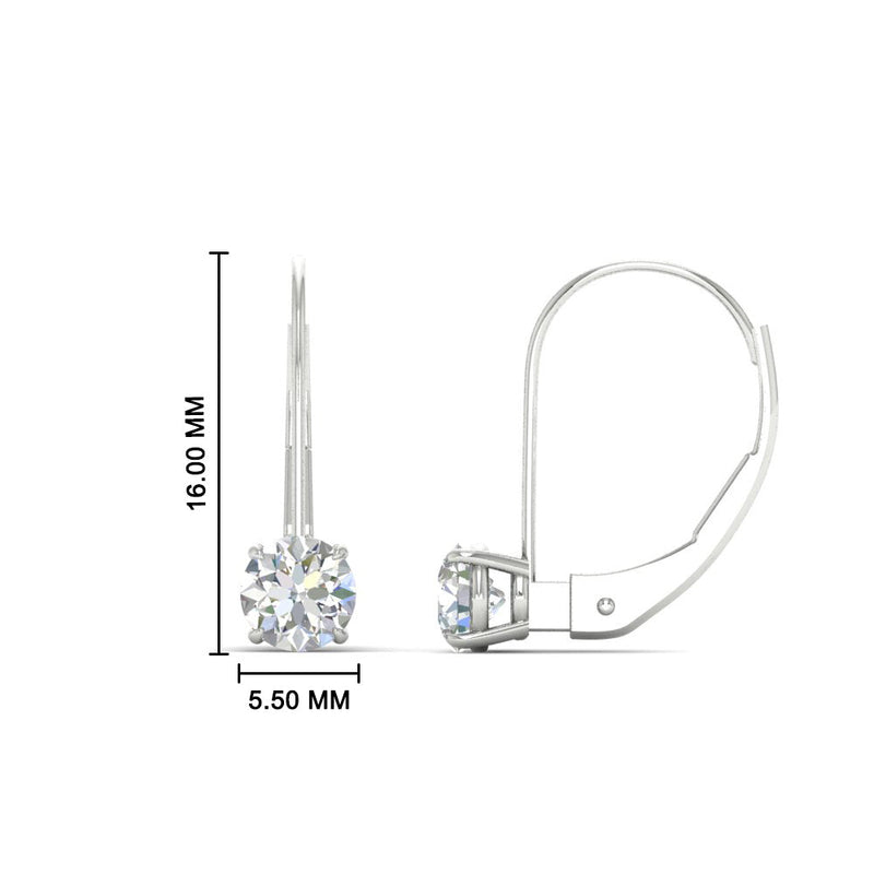 1 Carat Round Diamond Leverback Earrings