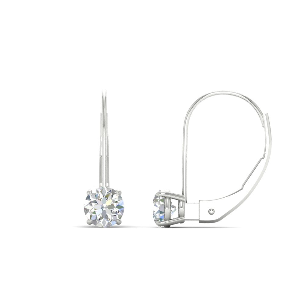 1 Carat Round Diamond Leverback Earrings