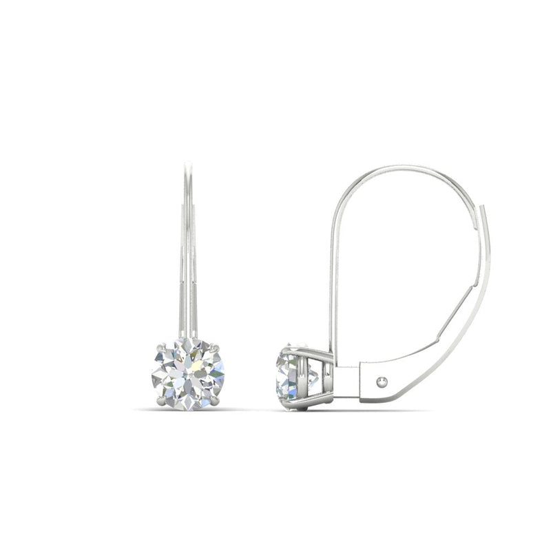 1 Carat Round Diamond Leverback Earrings