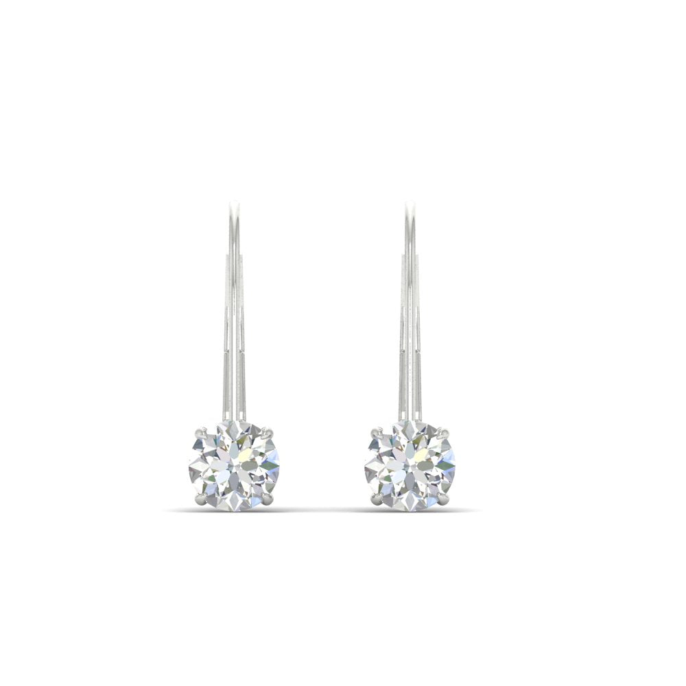 1 Carat Round Diamond Leverback Earrings