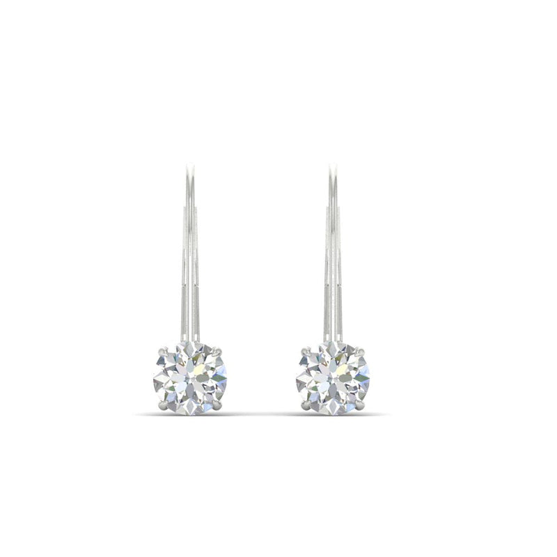 1 Carat Round Diamond Leverback Earrings