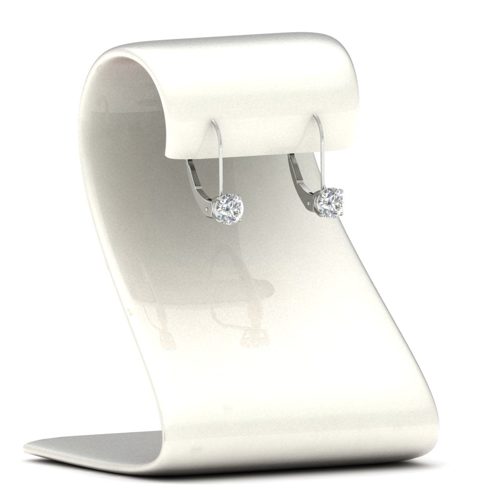 1 Carat Round Diamond Leverback Earrings