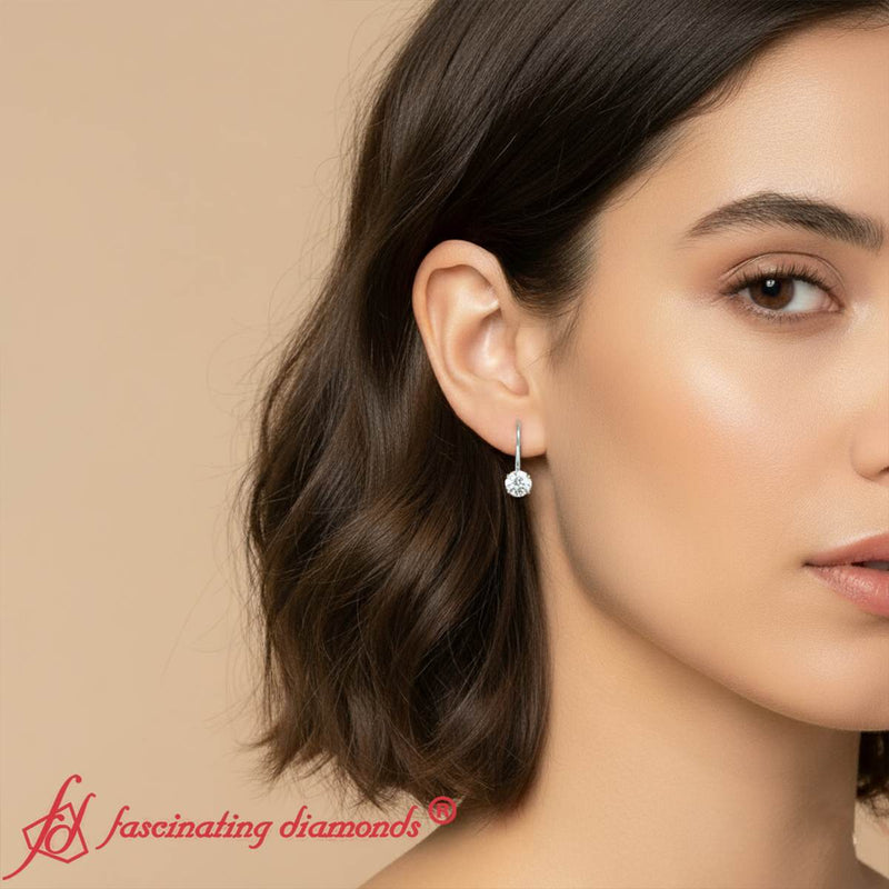 1 Carat Round Diamond Leverback Earrings