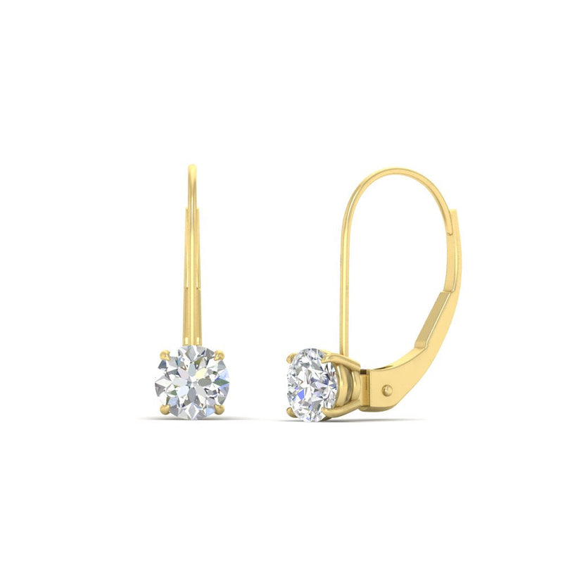 1 Carat Round Diamond Leverback Earrings