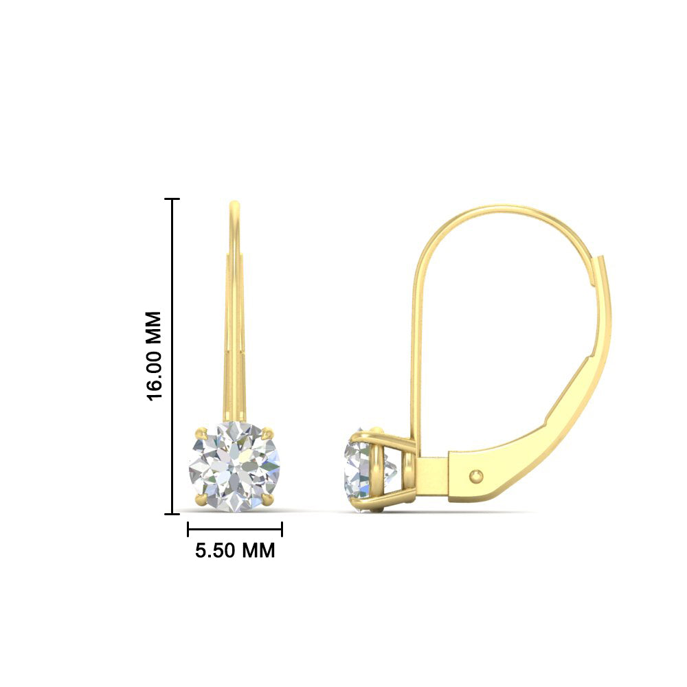 1 Carat Round Diamond Leverback Earrings