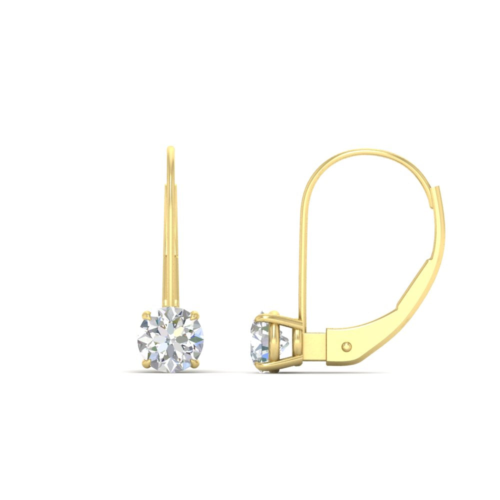 1 Carat Round Diamond Leverback Earrings