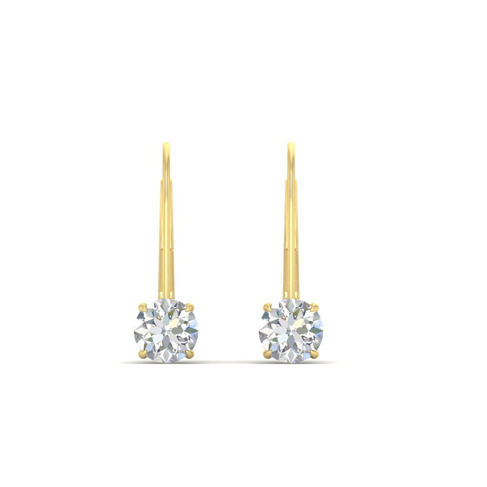 1 Carat Round Diamond Leverback Earrings