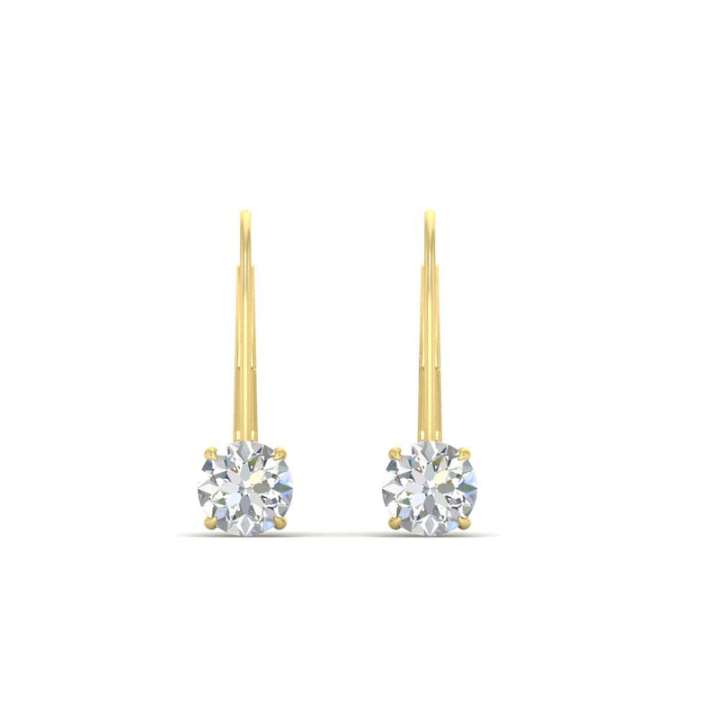 1 Carat Round Diamond Leverback Earrings