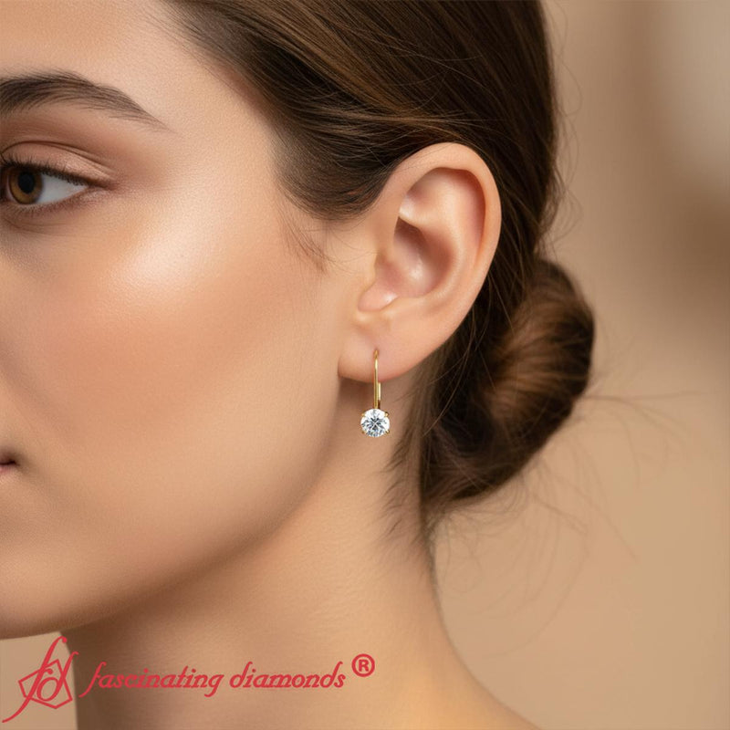 1 Carat Round Diamond Leverback Earrings