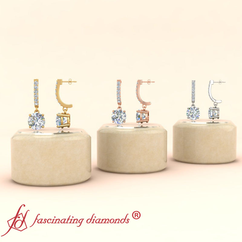 1 Carat Solitaire Diamond Drop Earrings