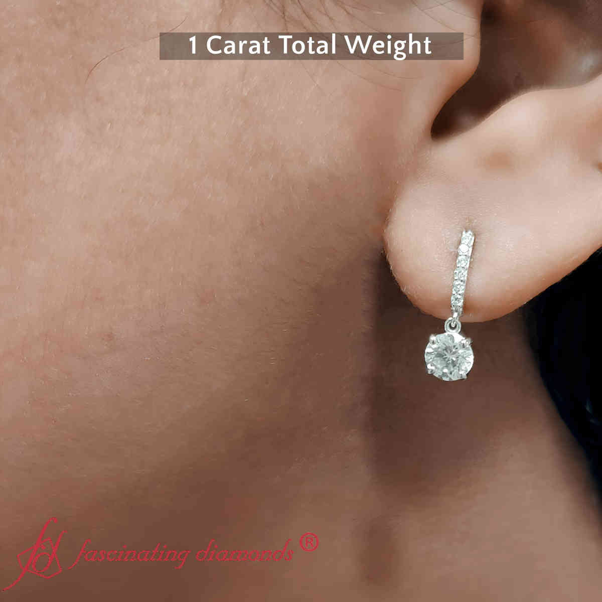 1 Carat Solitaire Diamond Drop Earrings