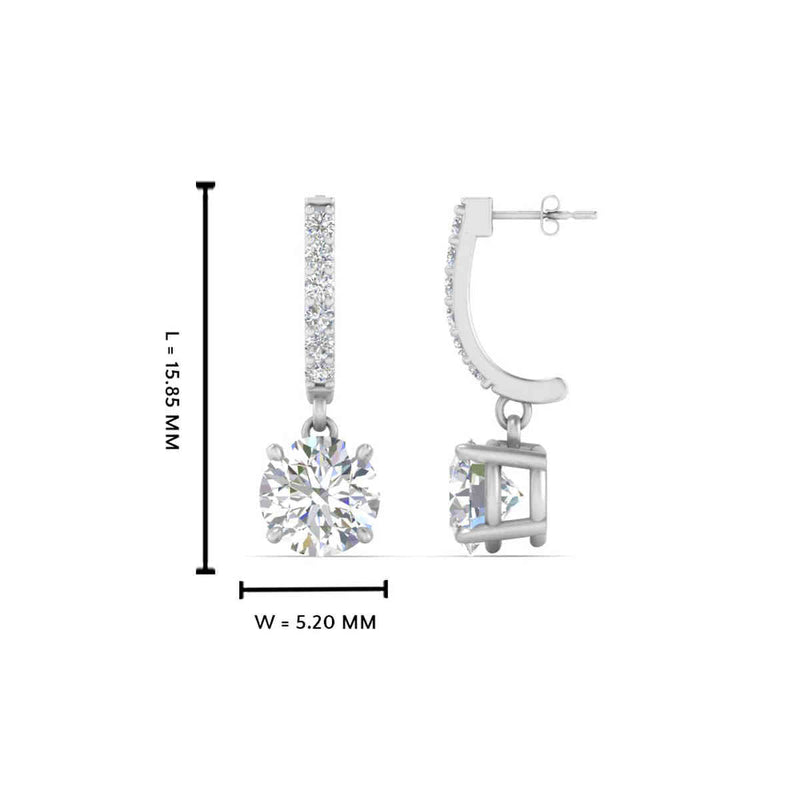 1 Carat Solitaire Diamond Drop Earrings