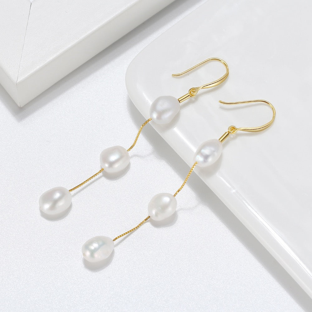 Freshwater Pearl Longline Drop Earrings