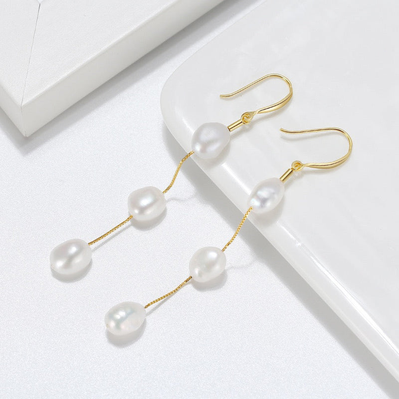 Freshwater Pearl Longline Drop Earrings