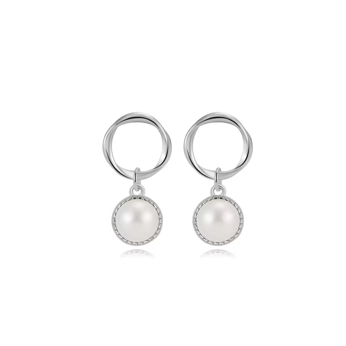 Luxe Circle Pearl Drop Earrings