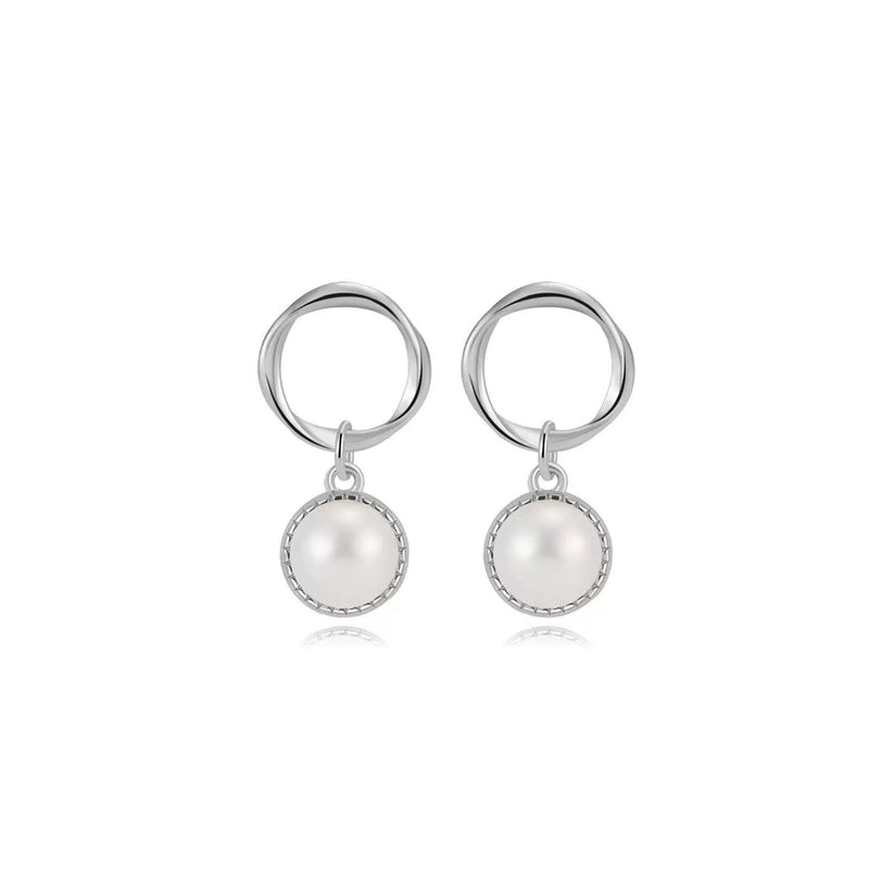 Luxe Circle Pearl Drop Earrings