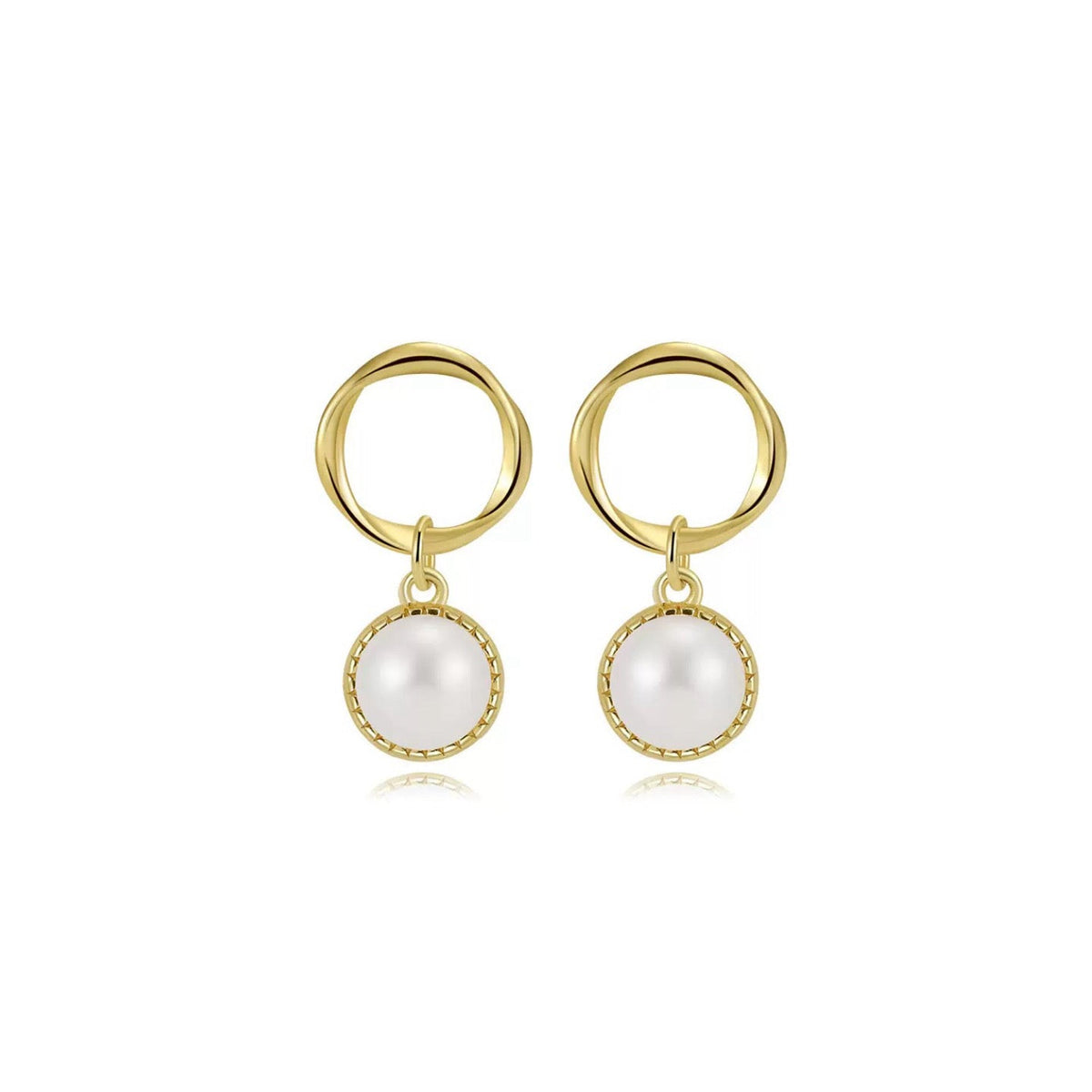 Luxe Circle Pearl Drop Earrings