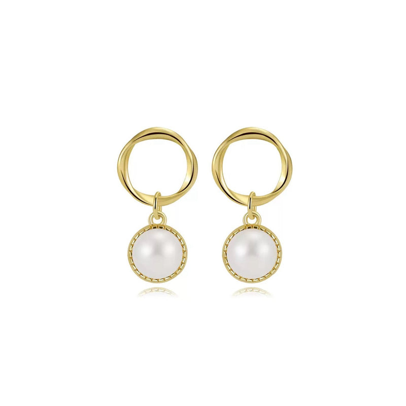 Luxe Circle Pearl Drop Earrings