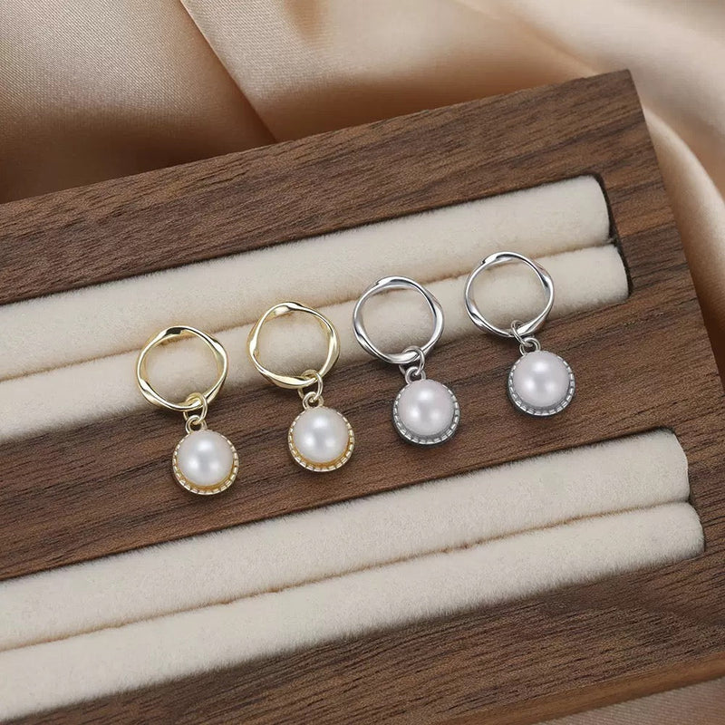 Luxe Circle Pearl Drop Earrings