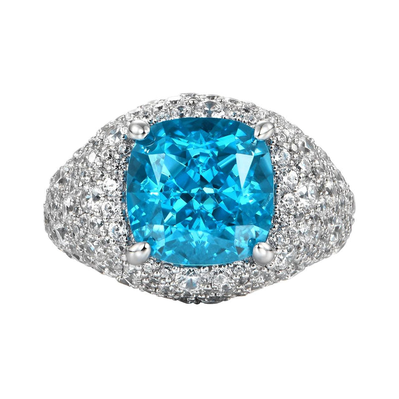 9.03ct Lab Diamond Ring | Cushion Blue Pavé | IGI Certified VS1 | 10K