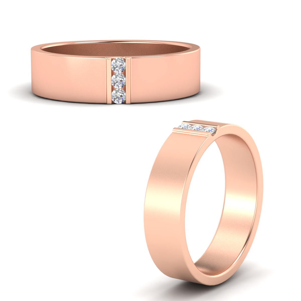 Men’s Three-Stone Flat Gemstone Band