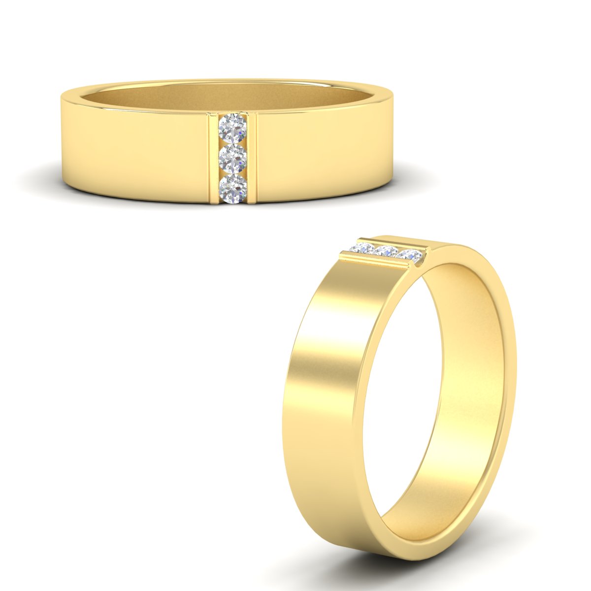 Men’s Three-Stone Flat Gemstone Band