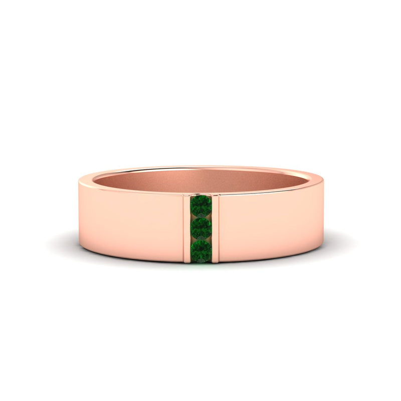 Men’s Three-Stone Flat Gemstone Band
