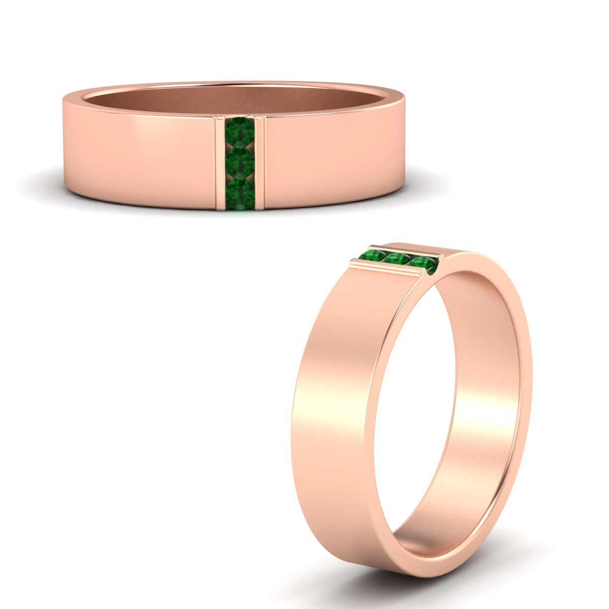 Men’s Three-Stone Flat Gemstone Band