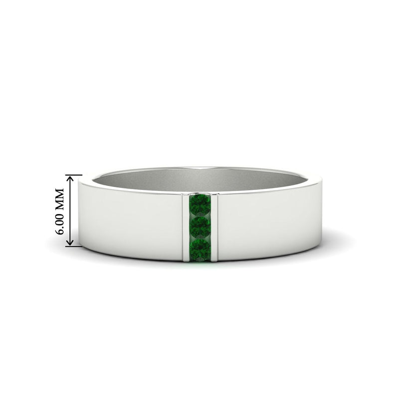 Men’s Three-Stone Flat Gemstone Band