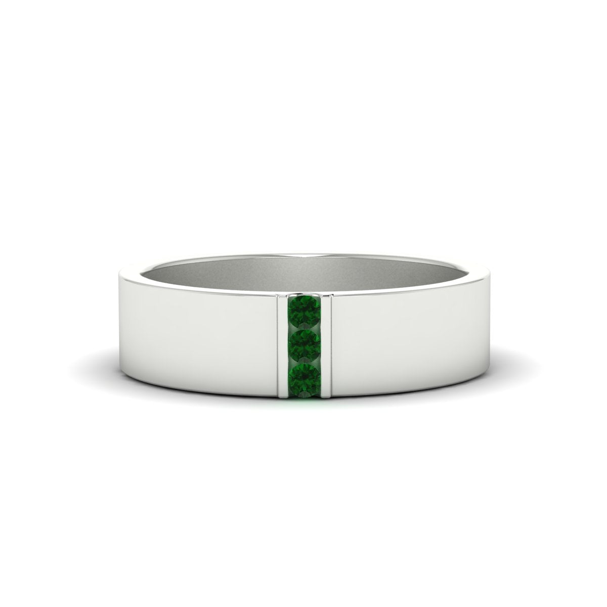 Men’s Three-Stone Flat Gemstone Band