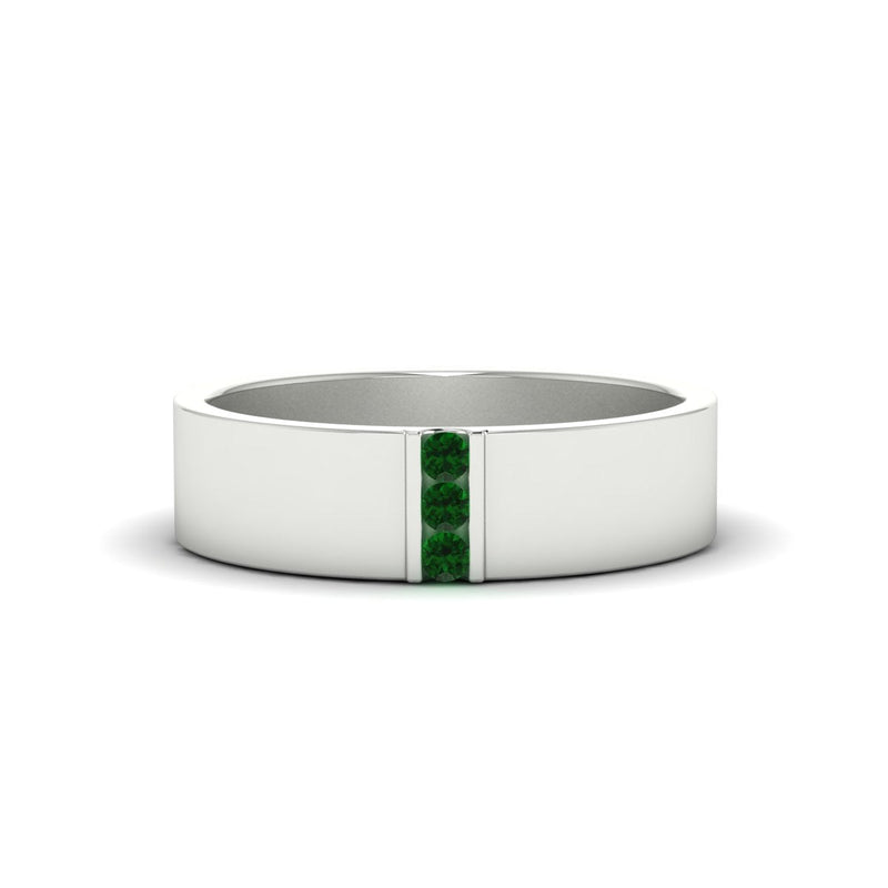 Men’s Three-Stone Flat Gemstone Band