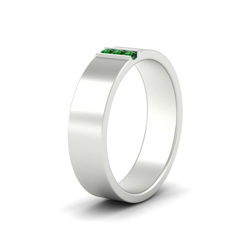 Men’s Three-Stone Flat Gemstone Band