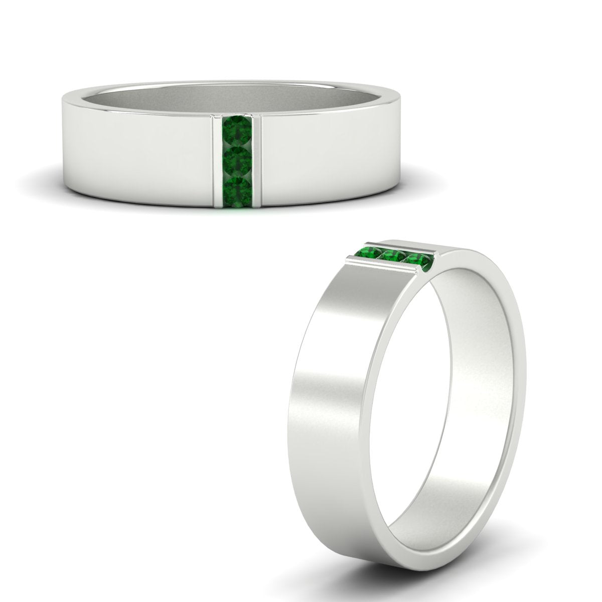 Men’s Three-Stone Flat Gemstone Band