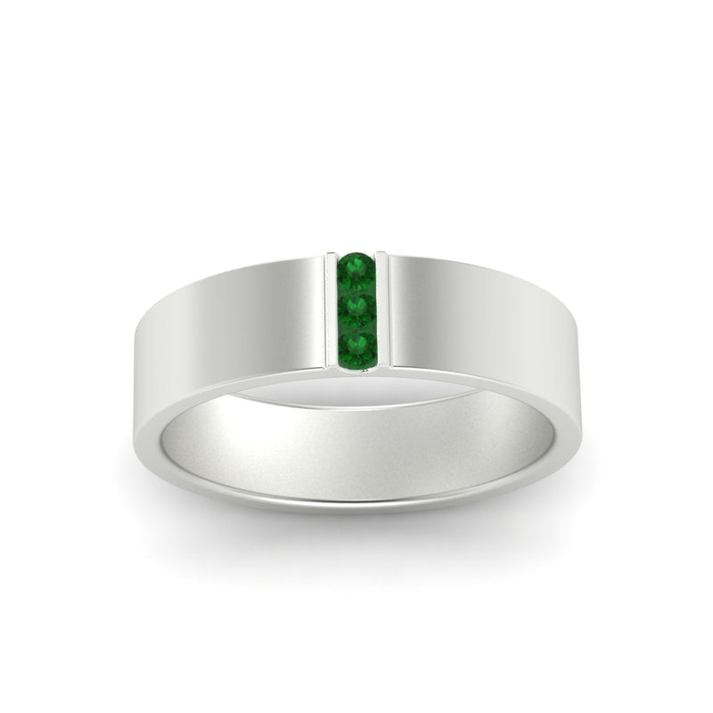 Men’s Three-Stone Flat Gemstone Band