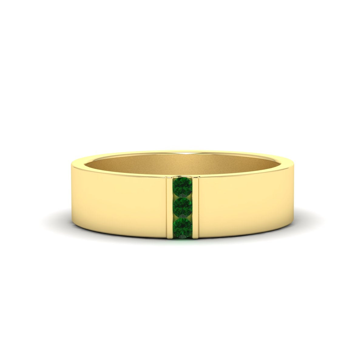 Men’s Three-Stone Flat Gemstone Band