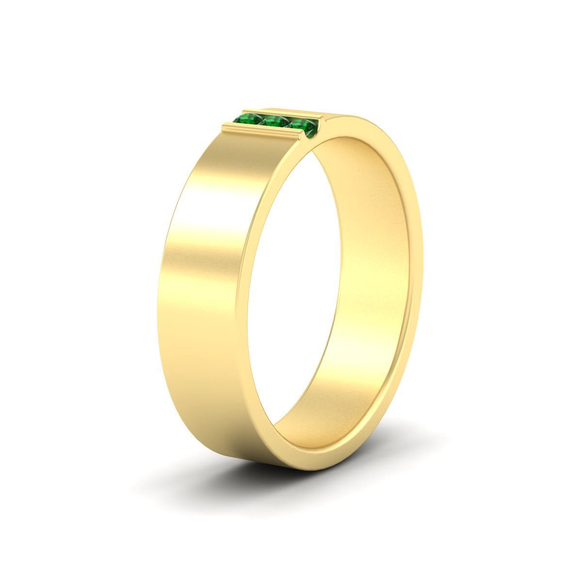 Men’s Three-Stone Flat Gemstone Band