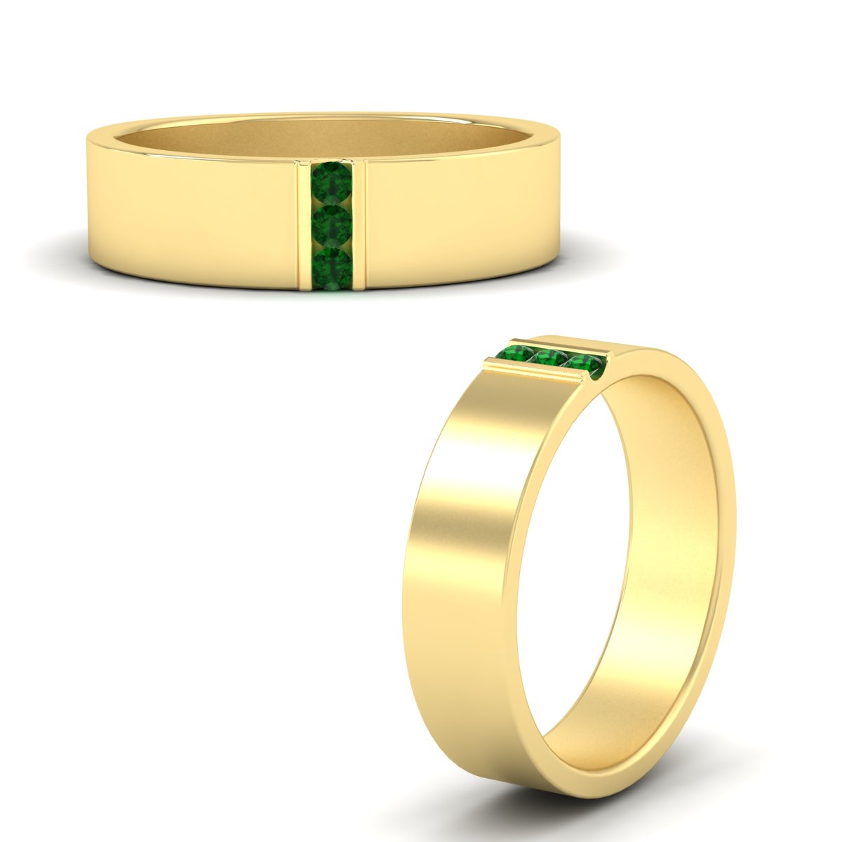 Men’s Three-Stone Flat Gemstone Band